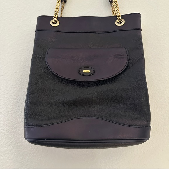 Bally Vintage Pebble Leather Bucket Shoulder Bag